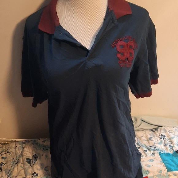 Tops - Navy and Burgundy Polo Shirt